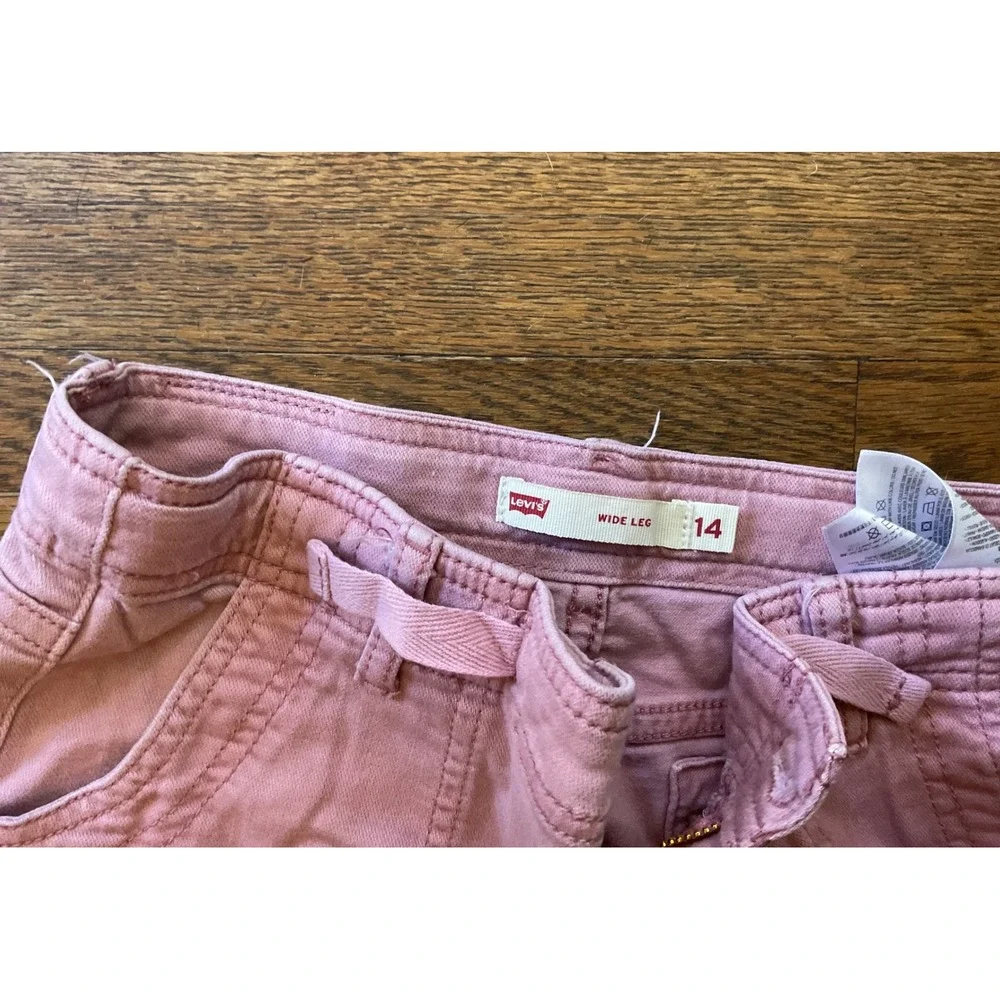 Levis Girls Pink Wide Leg Cargo Pants Utility Trousers Size 14